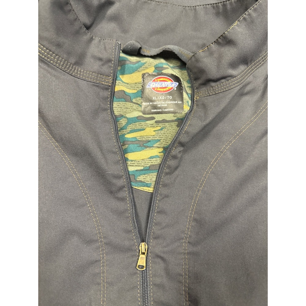Dickies Womens Zip Up Lite Jacket XL Khaki Camo Workwear Charcoal Gray Modern